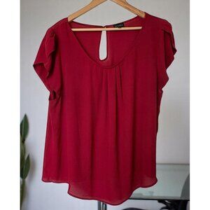 Zenobia Red Blouse Womens Size 3XL Top Keyhole Back Accent